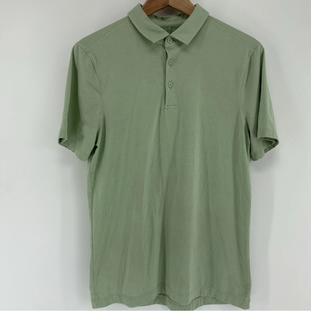 LULULEMON Mens Evolution Polo Striped Heathered Sea Water Size Small $88 Retail